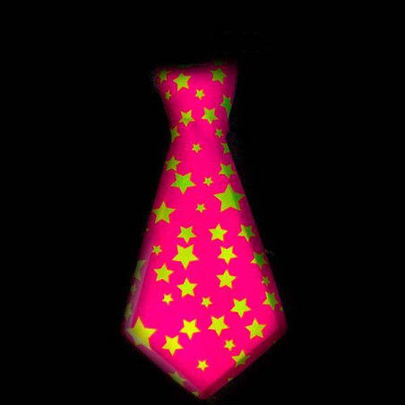 Corbatas rosas neon estrellas amarillas
