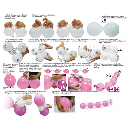 Guirnalda globos rosas y blancos
