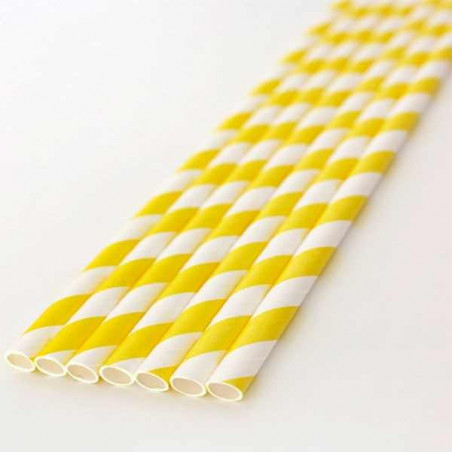 Pajitas de papel rayas amarillas