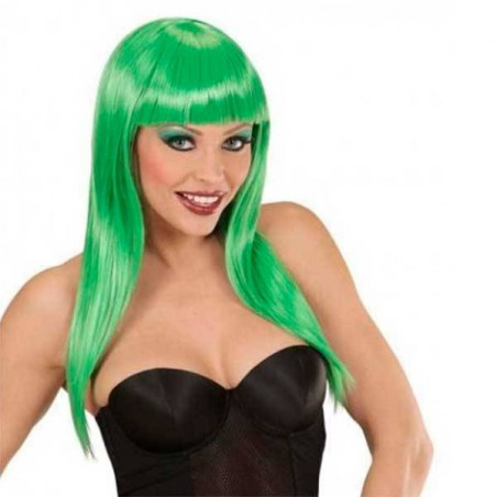 peluca lisa verde neon