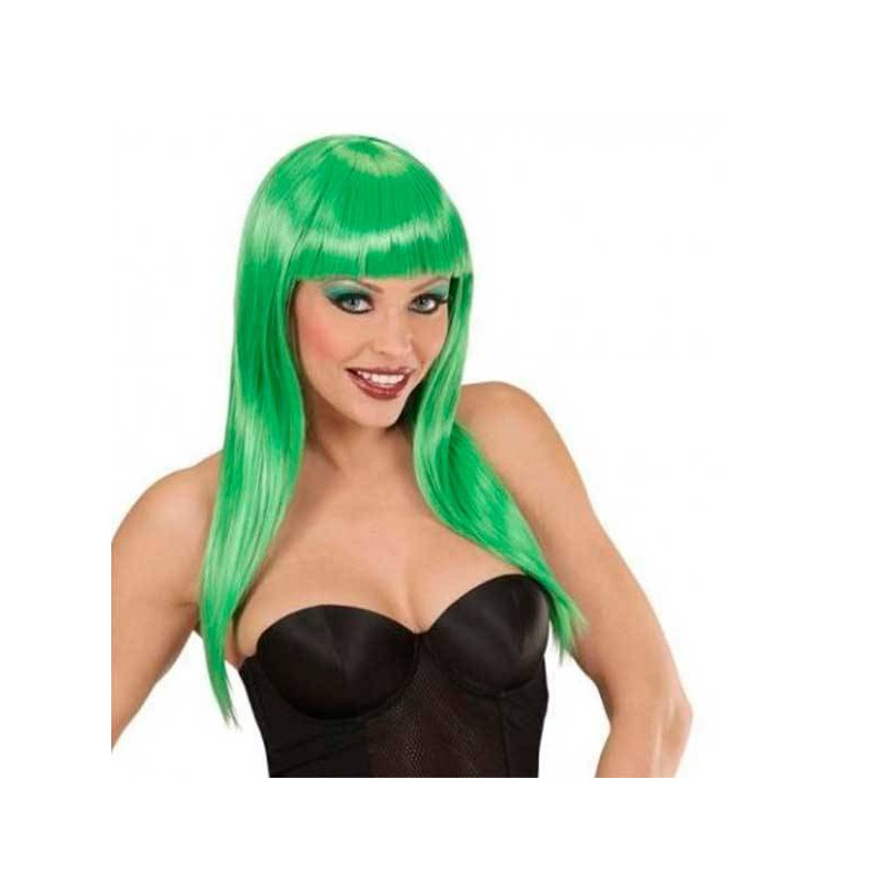 peluca lisa verde neon