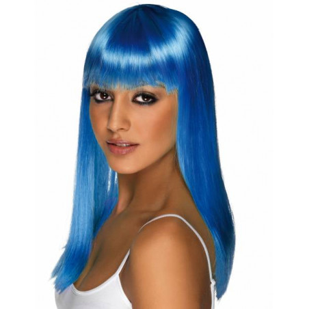 peluca lisa Azul neon