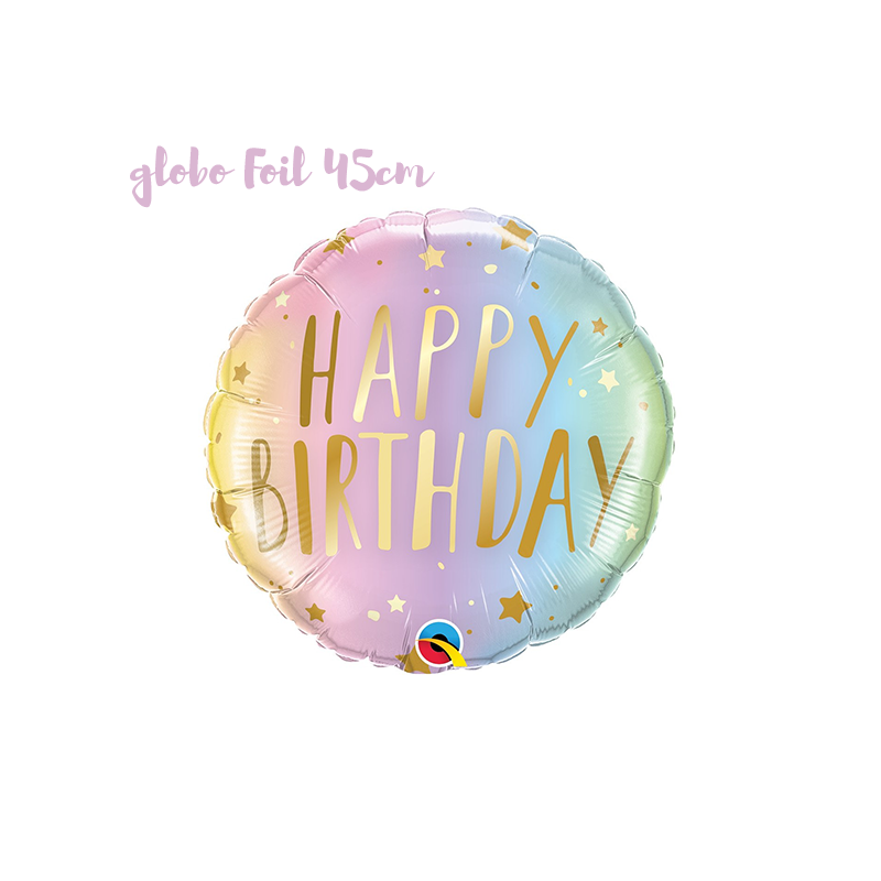 Globo Happy Birthday oro y color pastel