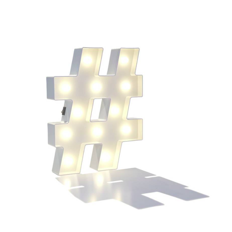 Cartel luminoso hashtag