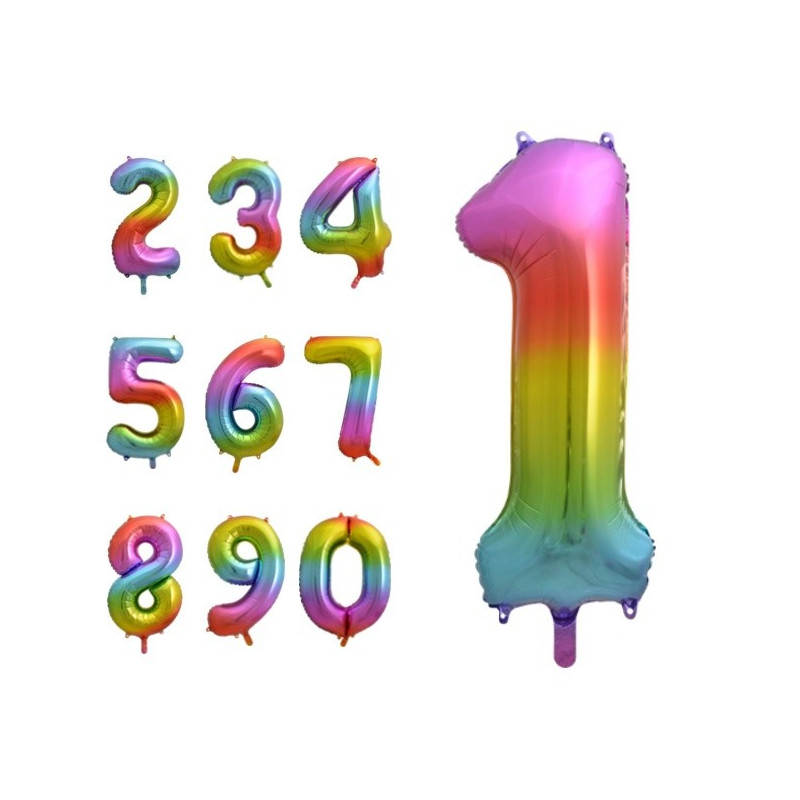 Globos helio número arcoíris 86cm