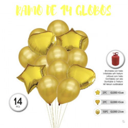 Ramo de 14 globos dorados