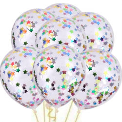 Pack de 5 globos con confeti estrellas