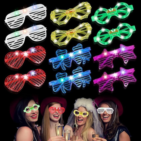 20 Pack Gafas LED de fiesta brillante para niños adultos, brillar