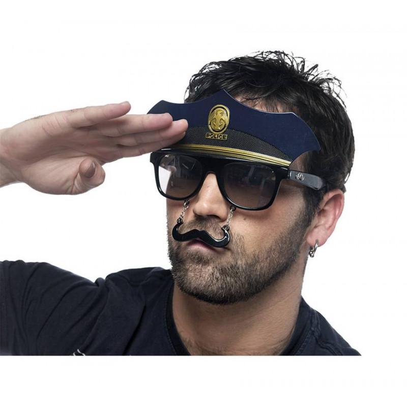 Gafas policia con bigote photocall