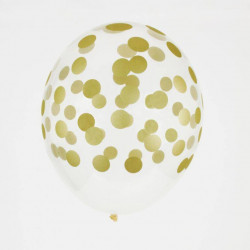 globos transparentes con topos dorados