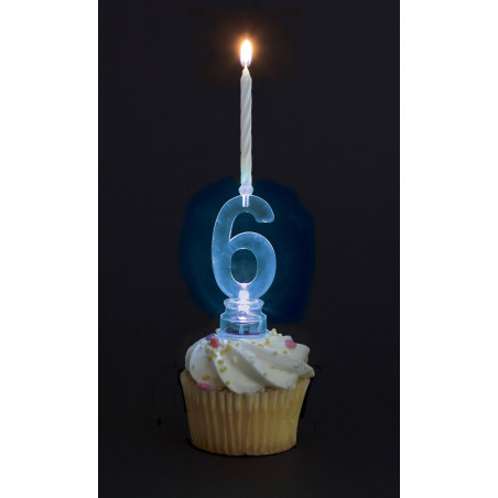 vela led tarta cumpleaños numero 6