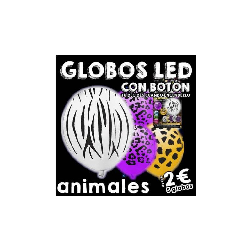 Globos luminosos LED estampado animales on/off