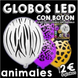 Globos luminosos LED estampado animales on/off